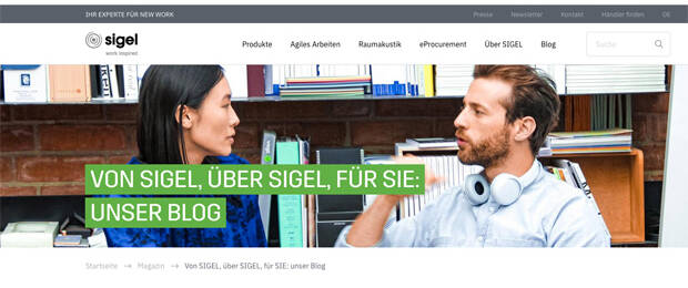 Expertenthemen rund um „die Arbeitswelt der Zukunft“: Sigel ist mit einem Unternehmens-Blog gestartet. (Bild: Screenshot Sigel-Blog)