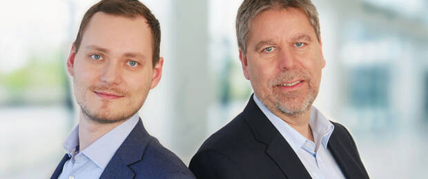 Wollen mit Ihrer KI-Software „Evy Xpact“ den Office-Markt revolutionieren: die beiden Gründer von Evy Solutions Arian Storch (l.) und Michael Vogel