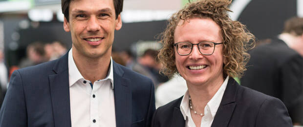 Andreas Ruhland (l.), neuer Sprecher der Also-Deutschland-Geschäftsführung, und Simone Blome-Schwitzki auf der Also-Hausmesse 2019. (Bild: Also Deutschland)