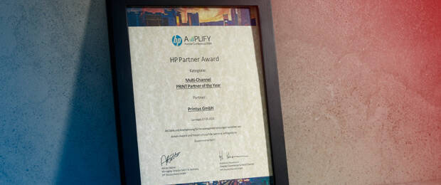 Die Auszeichnung als „Multi-Channel Print Partner des Jahres“ ist laut Printus ein weiterer Meilenstein in der erfolgreichen Partnerschaft mit HP. (Bild: Printus)