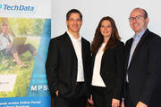 Heino Deubner, Geschäftsführer der Printer Care Service GmbH und Gründer von printer4you.com, Andrea Mircea, Business Manager Print & MPS bei Tech Data und Oliver Kaiser, Director Product Marketing Broadline der Tech Data (v.l.) bei der Präsentation des n