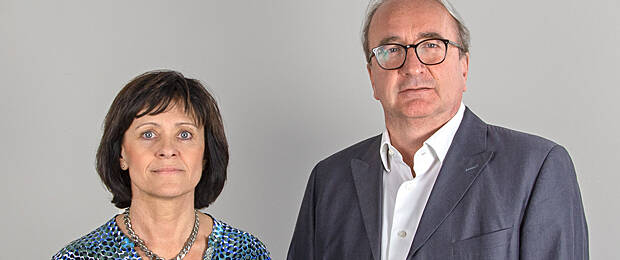 Das Geschäftsführungsduo von Grundig Business Systems: Barbara Kuriczak (l.) und Roland Hollstein (Bild Grundig Business Systems)