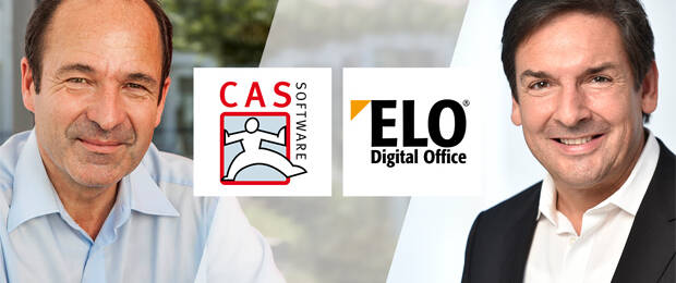 Freuen sich über die neu geschlossene Kooperation: Karl Heinz Mosbach (r.), CEO von Elo Digital Office, und Martin Hubschneider, Vorstand von CAS Software. (Bild: Elo Digital Office)