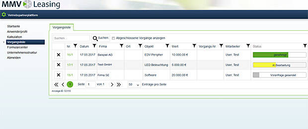 Mit dem neuen Online-Portal der MMV Leasing haben Vertriebspartner aktuelle Vorgänge immer im Blick.