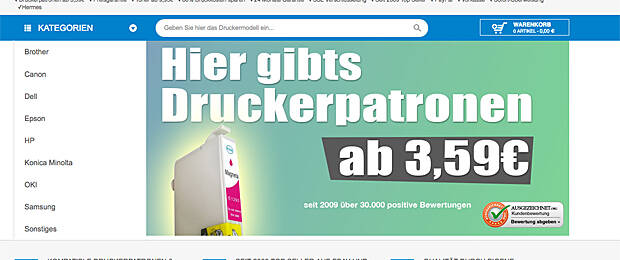 Screenshot der tintenzeile.de-Website