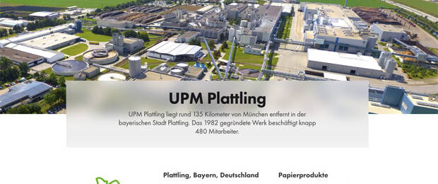 UPM Communication Papers will die Papierfabrik Plattling zum Jahresende schließen. (Screenshot: www.upmpaper.com/de/)