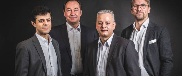 Geschäftsführungsteam bei Inapa Deutschland (v.l.): Hugo Rua, Thomas Schimanowski, Frank Weithase und Martin Tewes (Bild: Inapa Deutschland)