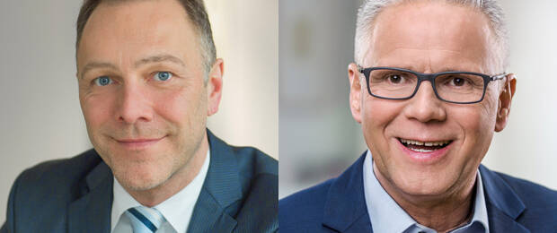 Freuen sich auf die neue Zusammenarbeit in Sachen Vertriebsdienstleistungen (v.l.): Thomas Titzkus (marketingfaktur) und Christof Rösch (Soennecken) (Bilder: marketingfaktur/Soennecken)