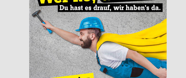 Werbeplakat für die Neueröffnung in München: Die Zielgruppe Handwerker steht klar im Fokus der Neueröffnung von Conrad Electronic in München. (Bild: Conrad Electronic)