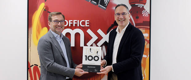 Freuen sich über die Auszeichnung: (v.l.) die beiden geschäftsführenden Gesellschafter von Office Mix Peter Köhnlein und Alexander Oesterle. (Bild: Office Mix)