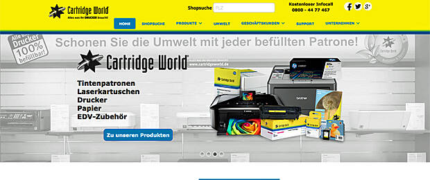 Screenshot der Cartridge-World-Website