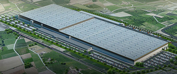 Neubau in Werne: Das neue Logistikzentrum ist eines von mehreren laufenden Projekten – es wird 100.000 Quadratmeter umfassen. (Bild: Amazon)